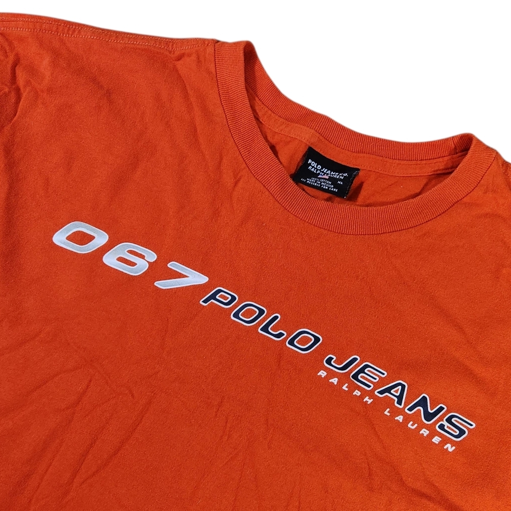 Vintage Y2K Ralph Lauren Polo Jeans Co T-Shirt Crewneck Tee Men's Size XL Orange